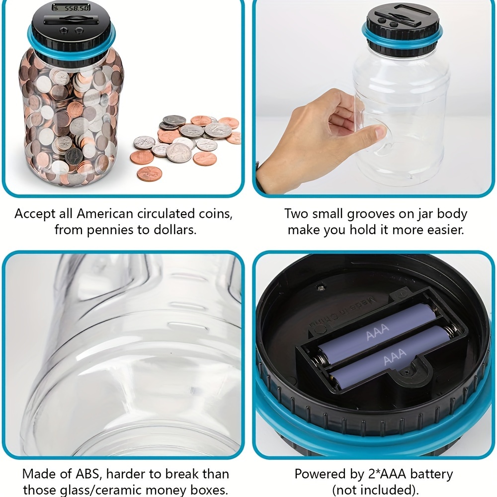 Piggy Bank, Counting Coin Bank, Digital Piggy Bank For Boys Kids, Money Saving Jar, Best Gift For Child, Designed For All US Coins Halloween/Thanksgiving Day/Christmas gift easter gift - الصورة 5