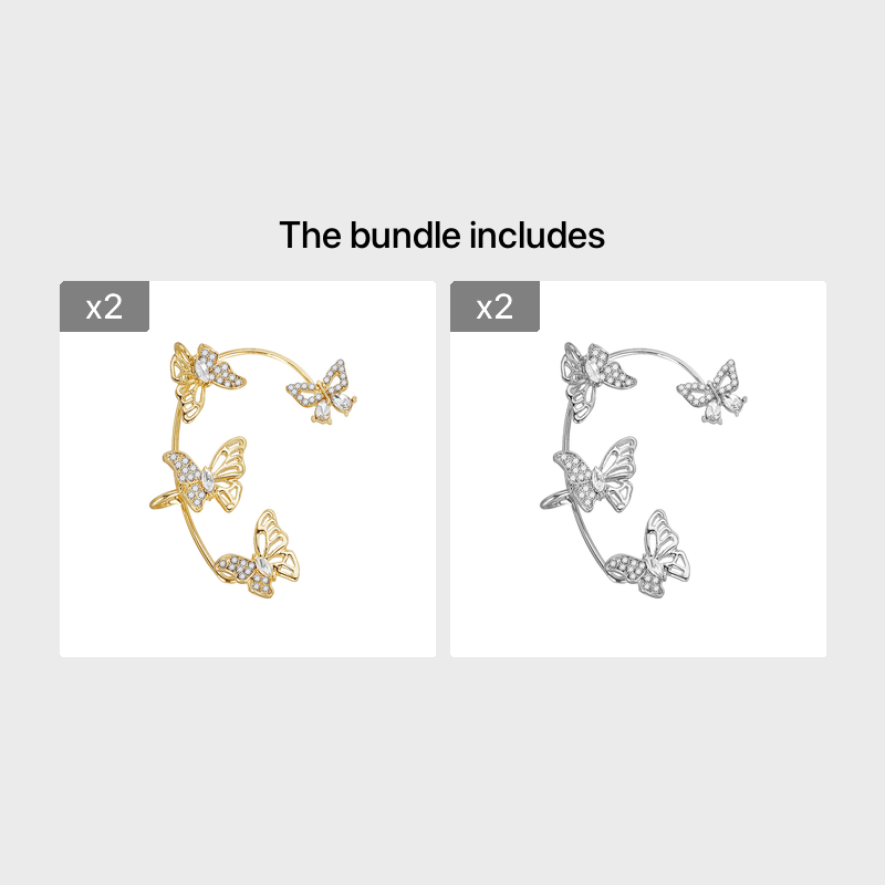 Women'S Elegant Butterfly Ear Cuffs - No-Piercing Ear Hooks, Synthetic Gemstone Accents, Everyday & Formal Jewelry for Parties, Weddings, Everyday Outfits - Non-Piercing Ear Clips for Sensitive Light Beige, Party Accessories, Whimsical Design, Delicate Cr - الصورة 23