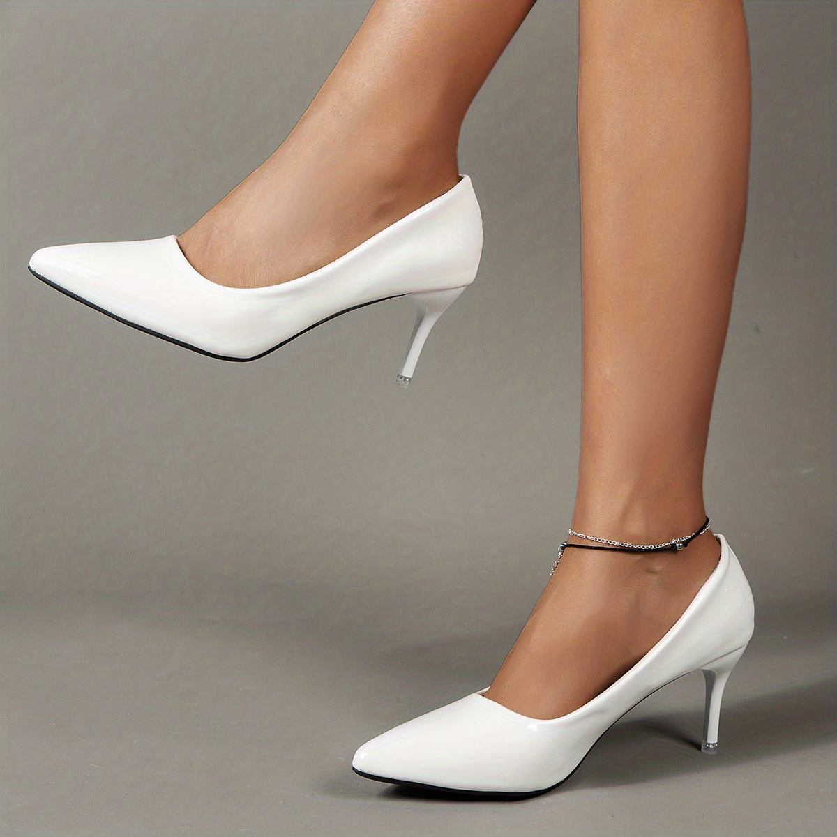 Women's Solid Color Stiletto Heels, Elegant Pointed Toe Work Pumps, Lightweight Dress Pumps - الصورة 7