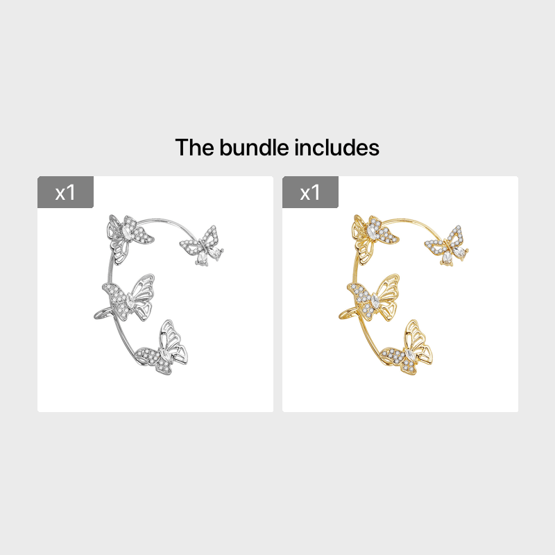 Women'S Elegant Butterfly Ear Cuffs - No-Piercing Ear Hooks, Synthetic Gemstone Accents, Everyday & Formal Jewelry for Parties, Weddings, Everyday Outfits - Non-Piercing Ear Clips for Sensitive Light Beige, Party Accessories, Whimsical Design, Delicate Cr - الصورة 21
