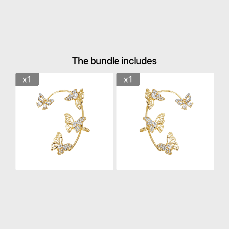 Women'S Elegant Butterfly Ear Cuffs - No-Piercing Ear Hooks, Synthetic Gemstone Accents, Everyday & Formal Jewelry for Parties, Weddings, Everyday Outfits - Non-Piercing Ear Clips for Sensitive Light Beige, Party Accessories, Whimsical Design, Delicate Cr - الصورة 18