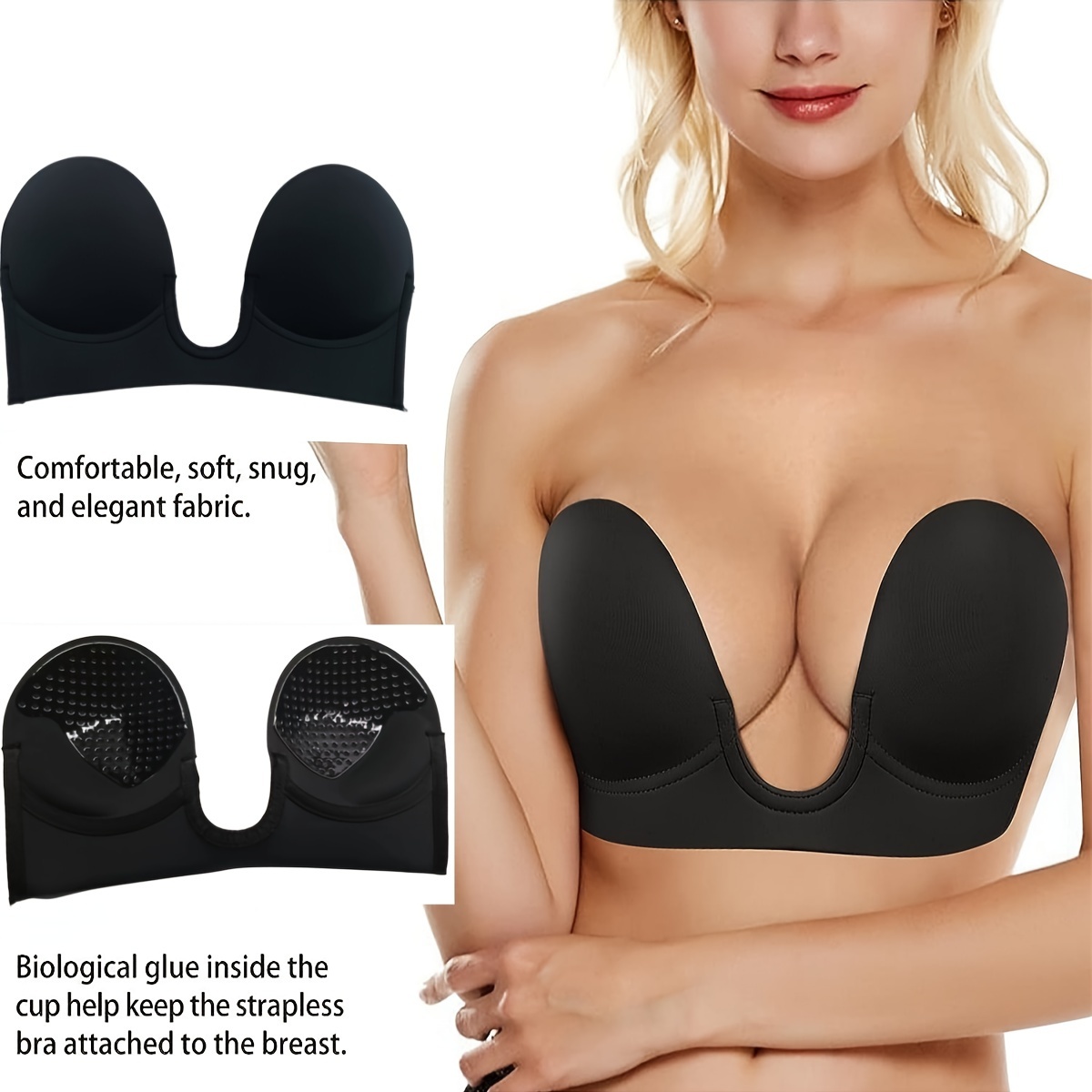 Women'S Reusable Magic Bra with a Plunge Design, Featuring Push-Up, Strapless, And Invisible Adhesive Properties. - الصورة 4