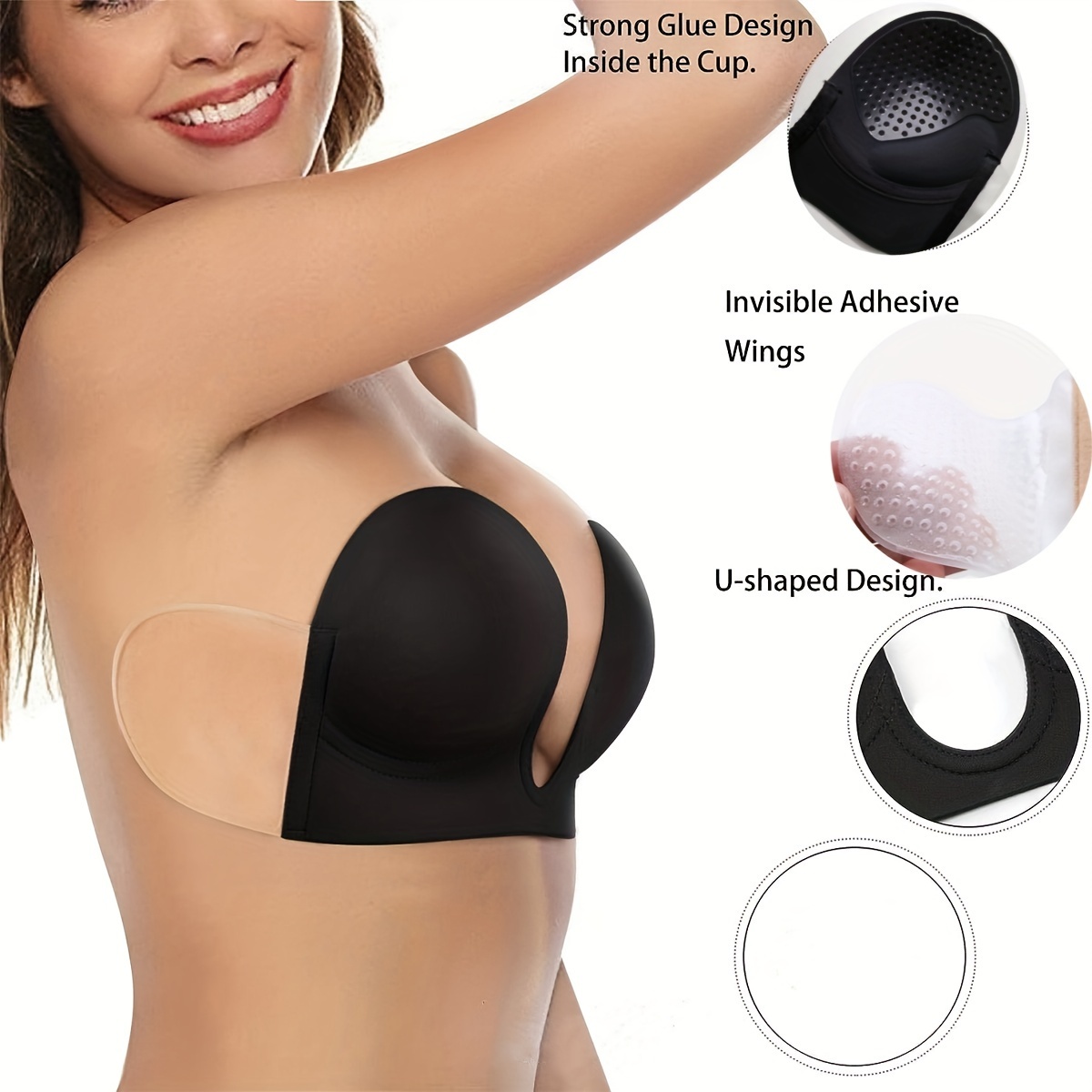 Women'S Reusable Magic Bra with a Plunge Design, Featuring Push-Up, Strapless, And Invisible Adhesive Properties. - الصورة 5