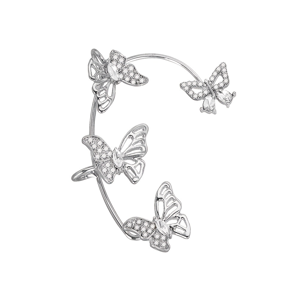 Women'S Elegant Butterfly Ear Cuffs - No-Piercing Ear Hooks, Synthetic Gemstone Accents, Everyday & Formal Jewelry for Parties, Weddings, Everyday Outfits - Non-Piercing Ear Clips for Sensitive Light Beige, Party Accessories, Whimsical Design, Delicate Cr - الصورة 14