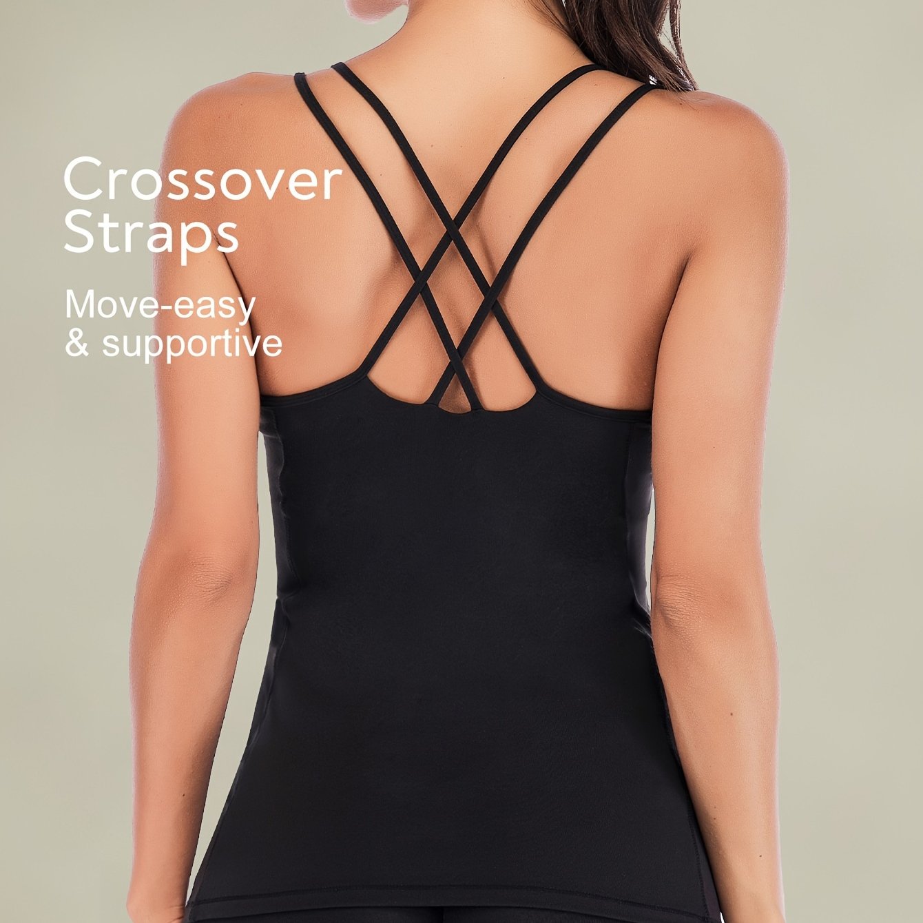 Women's Built In Bra Yoga Tank Top, Longline Sports Bra Camisole Athletic Workout Shirt - الصورة 11