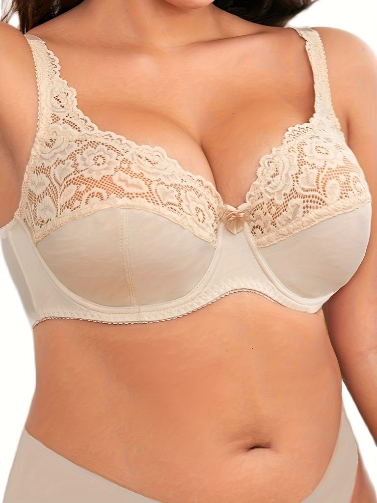Women'S Plus Size Lace Thin Bottom Underwire Shaping Bra