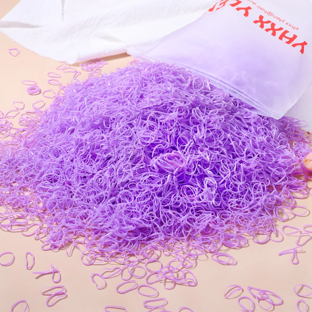 500/1000/2000pcs Girls Colourful Disposable Rubber Band Hair Ties Headband Children Ponytail Holder Bands Kids Hair Accessories - الصورة 22