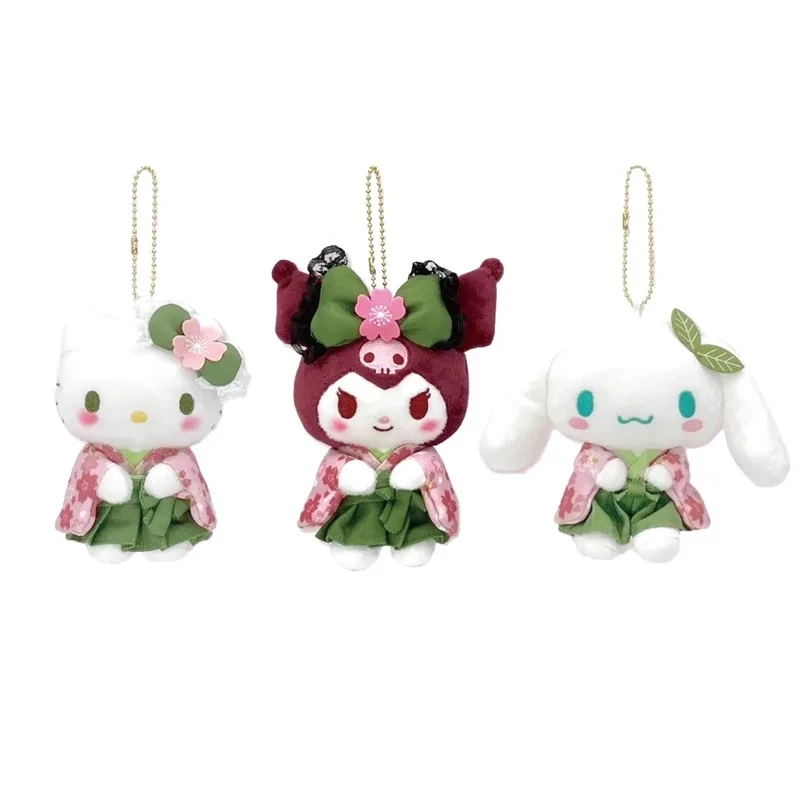 Sanrio kimono Plush Toys Hellokitty Cinnamoroll Kuromi Pendant Bag Accessories Bag Car Pendant Keychain Valentine's Day Gift Toy