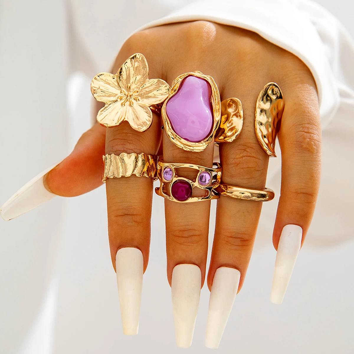 Tocona 2024 New Fashion Luxury Imitation Pearl Open Ring Sets for Women Elegant Gold Color Ring Party Jewelry Accessories - الصورة 10