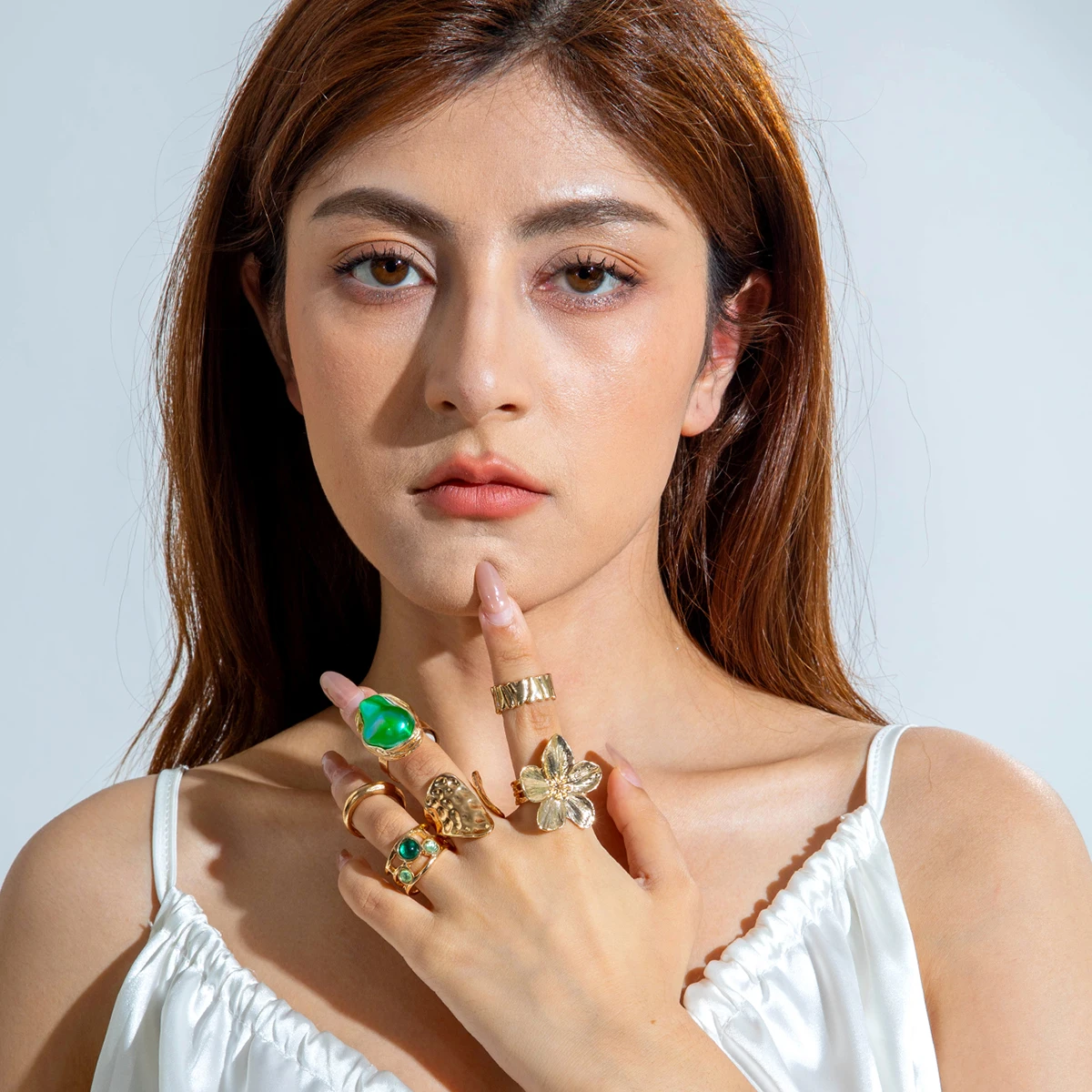 Tocona 2024 New Fashion Luxury Imitation Pearl Open Ring Sets for Women Elegant Gold Color Ring Party Jewelry Accessories - الصورة 6