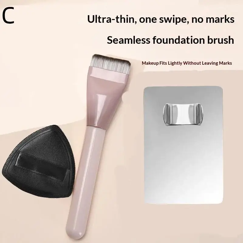 Makeup Foundation Brush Cosmetic Makeup Tool Kits Foundation Brush +Makeup Palette + Black Powder Puff Set - الصورة 10