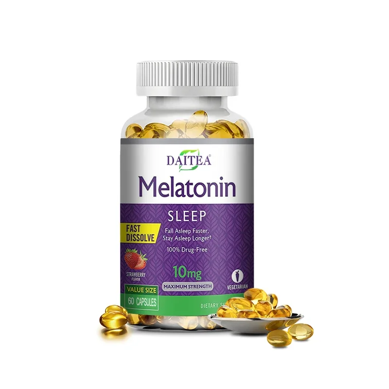 Daitea Melatonin 10mg, Sleep Dietary Supplement, 120 Strawberry Flavored Capsules, Contains Melatonin - Healthy Sleep - الصورة 9