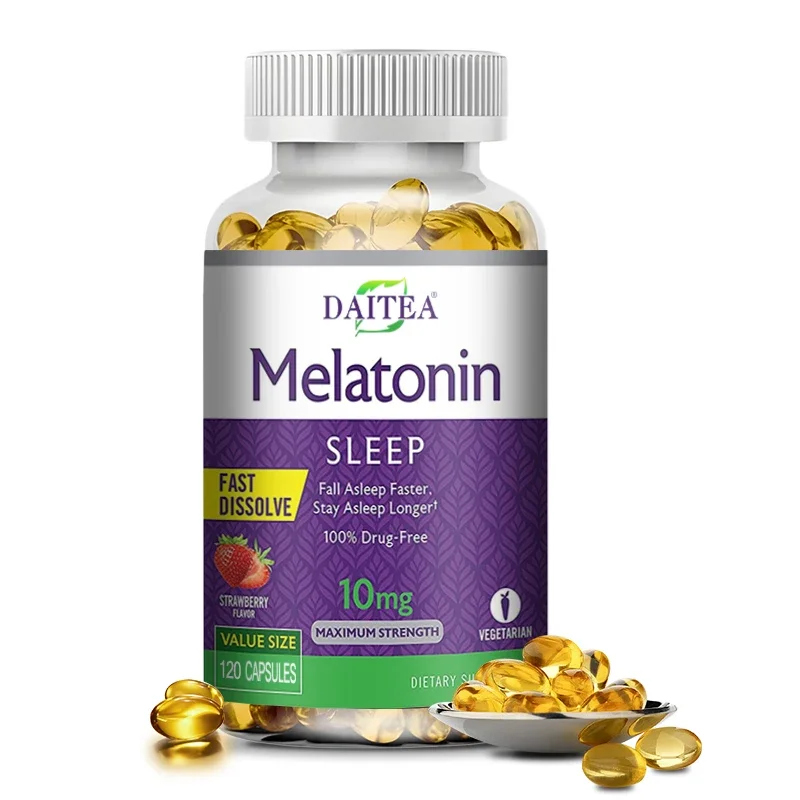 Daitea Melatonin 10mg, Sleep Dietary Supplement, 120 Strawberry Flavored Capsules, Contains Melatonin - Healthy Sleep - الصورة 8