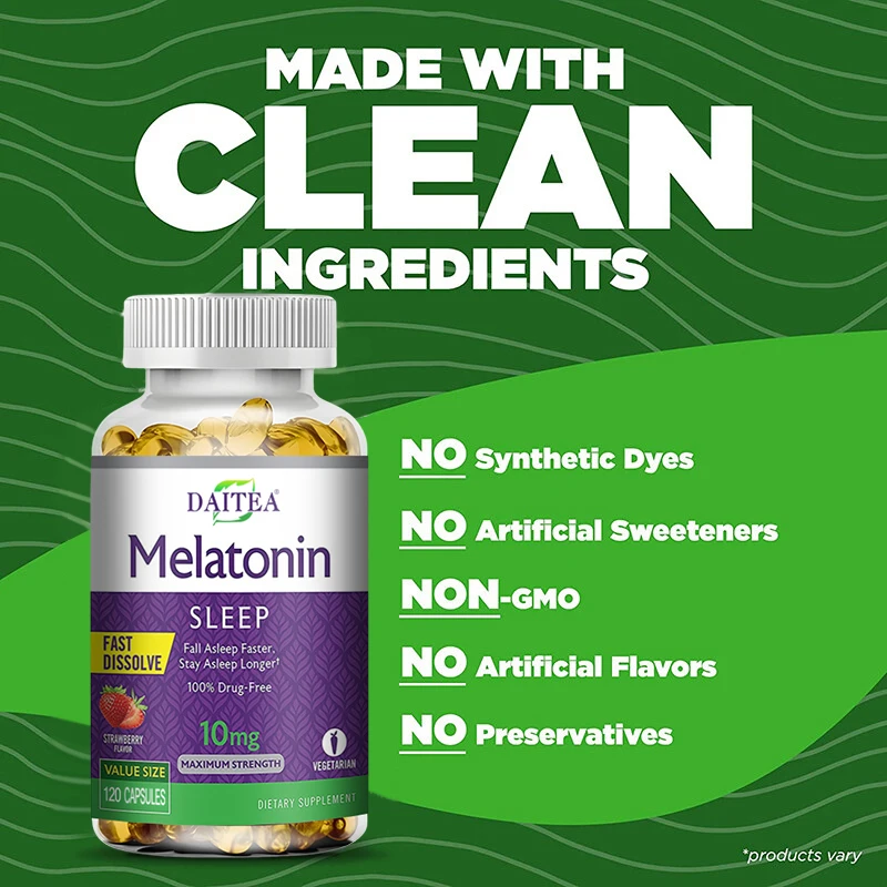 Daitea Melatonin 10mg, Sleep Dietary Supplement, 120 Strawberry Flavored Capsules, Contains Melatonin - Healthy Sleep - الصورة 20