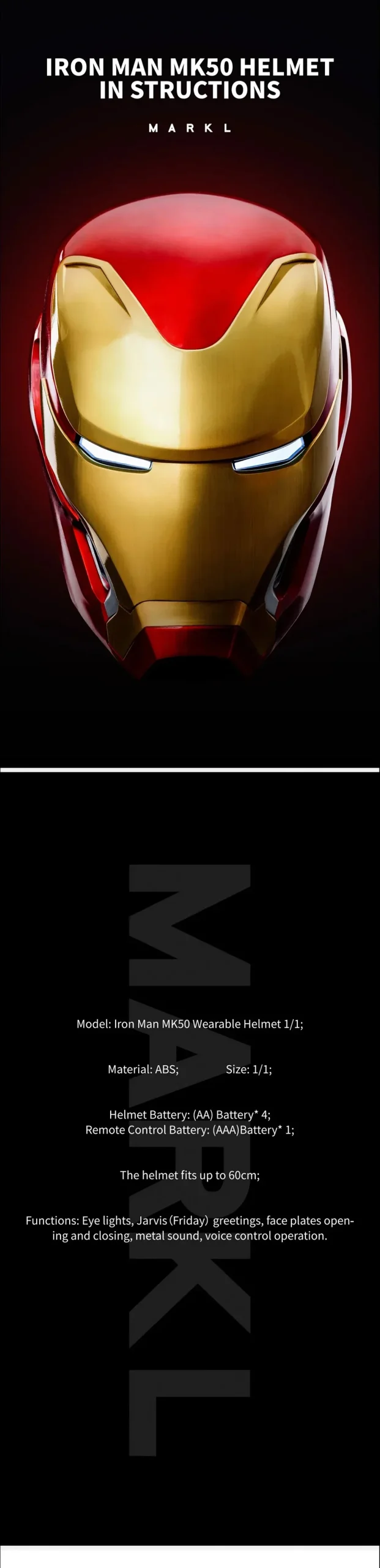 2024 New Mechahead 1:1 Iron Man Mk50 helmet Voice-activated Deformation Wearable Helmet Around Marvel Animation Toy - الصورة 11