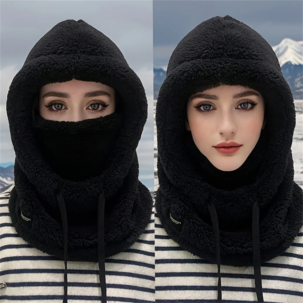 Winter Warm Thermal Windproof Balaclava Ski Hood Motorcycle Face Cover Polar Fleece Adjustable Cycling Neck Cover Full Face Mask - الصورة 8