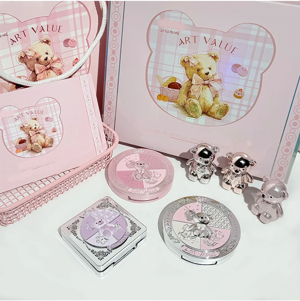ART VALUE 7PC Makeup Sets Include 3 Colors Matte Lip Mud,1 Pressed Powder,1 Blush,1 Eyes Palette,1 Necklace Beauty Makeup Sets - الصورة 11