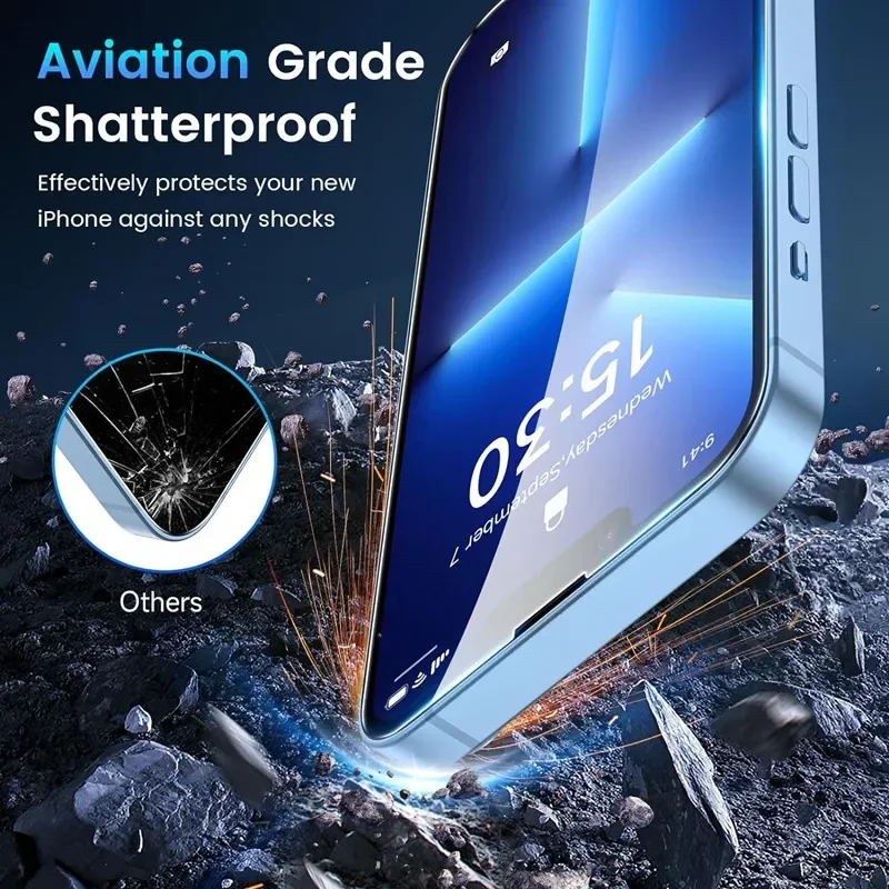 5Pcs Tempered Glass For iPhone 15 13 11 12 14 Pro Max Mini Screen Protector For IPhone 16 17 8 Plus X XR XS MAX Protective Glass - الصورة 4
