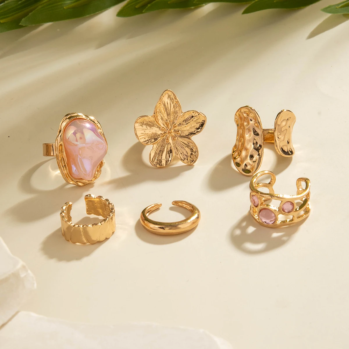 Tocona 2024 New Fashion Luxury Imitation Pearl Open Ring Sets for Women Elegant Gold Color Ring Party Jewelry Accessories - الصورة 24