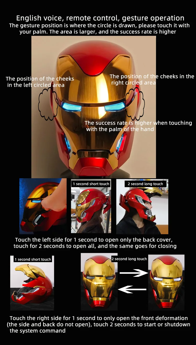 2024 New Mechahead 1:1 Iron Man Mk50 helmet Voice-activated Deformation Wearable Helmet Around Marvel Animation Toy - الصورة 15