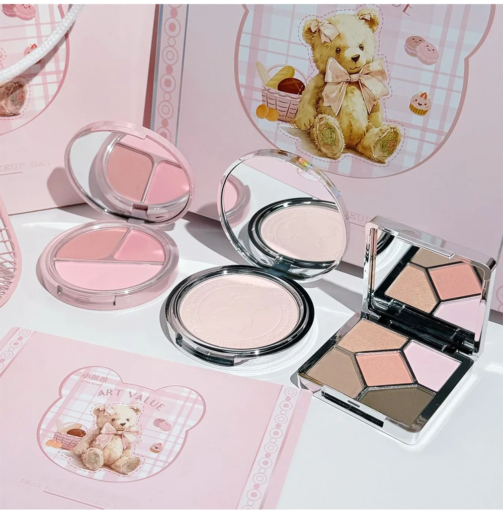 ART VALUE 7PC Makeup Sets Include 3 Colors Matte Lip Mud,1 Pressed Powder,1 Blush,1 Eyes Palette,1 Necklace Beauty Makeup Sets - الصورة 28