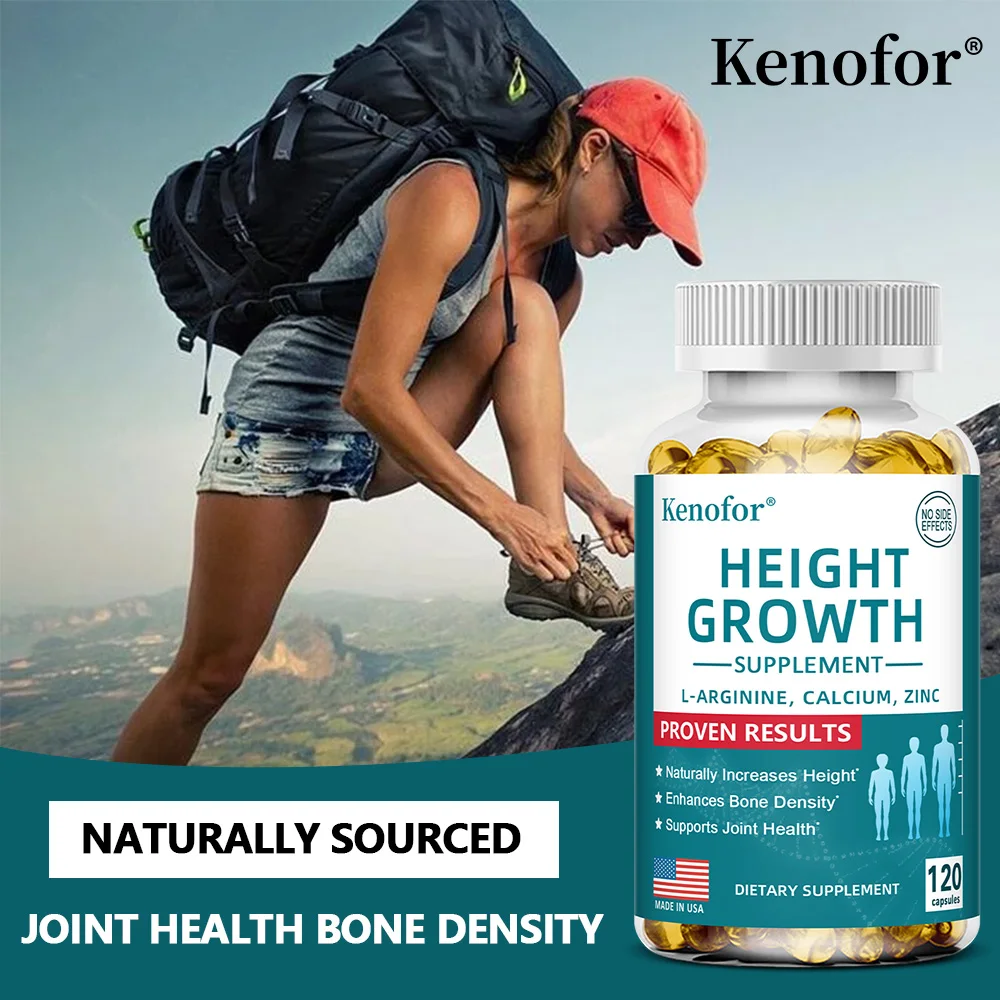 Natural Height Growth Calcium Vitamin D Supplement Vegetarian Capsules, Increase Bone Strength, Height Promoter Capsules Adults - الصورة 5