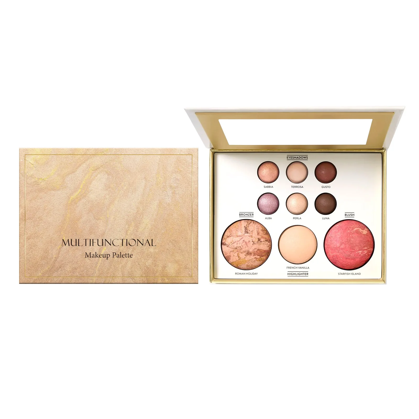 Makeup Set Multiple Functions Easy Carry Eyes Shadow Powder Blusher Highlight Brightening Sleeping Silkworm Facial Makeup Board - الصورة 5