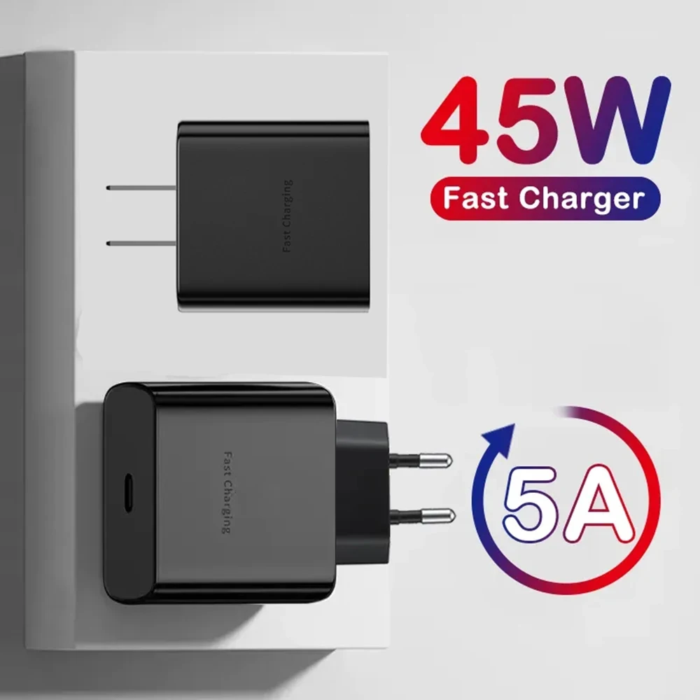 45W PD Super fast charge for S22 S23 Ultra Note 10+ 5G USB C Mobile Phone Type C US/EU/UK Fast Quick Charging Wall Adapter - الصورة 5