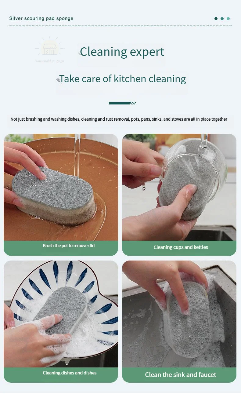 Magic Sponge Power Thicken Double -sided Dishes Cleaning Brushes Kitchen Wipe Rust Brushing Pot Bottom Black Stain Artifact - الصورة 21