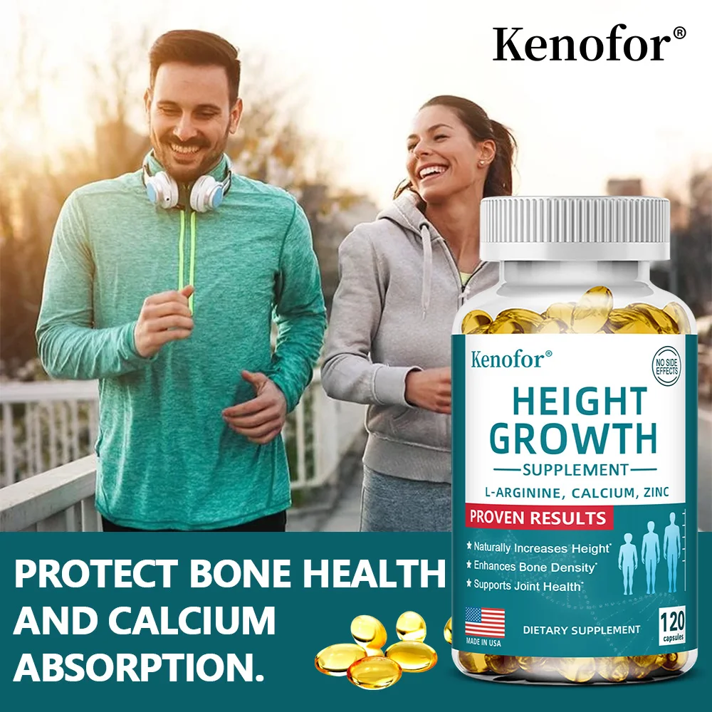 Natural Height Growth Calcium Vitamin D Supplement Vegetarian Capsules, Increase Bone Strength, Height Promoter Capsules Adults - الصورة 6