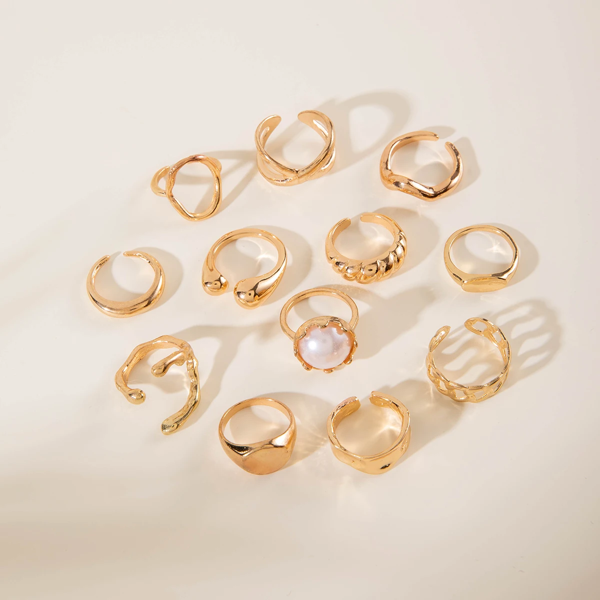 Tocona 2024 New Fashion Luxury Imitation Pearl Open Ring Sets for Women Elegant Gold Color Ring Party Jewelry Accessories - الصورة 43
