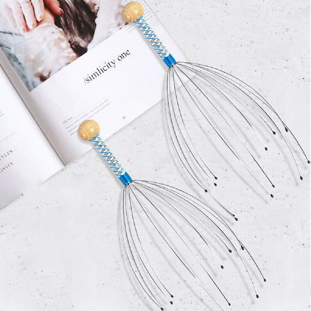 1PC Octopus Head Massager Stainless Steel Engraved Head Relaxer Brain Massage Claw Scalp Scratcher Itch Reliever Random Color - الصورة 10