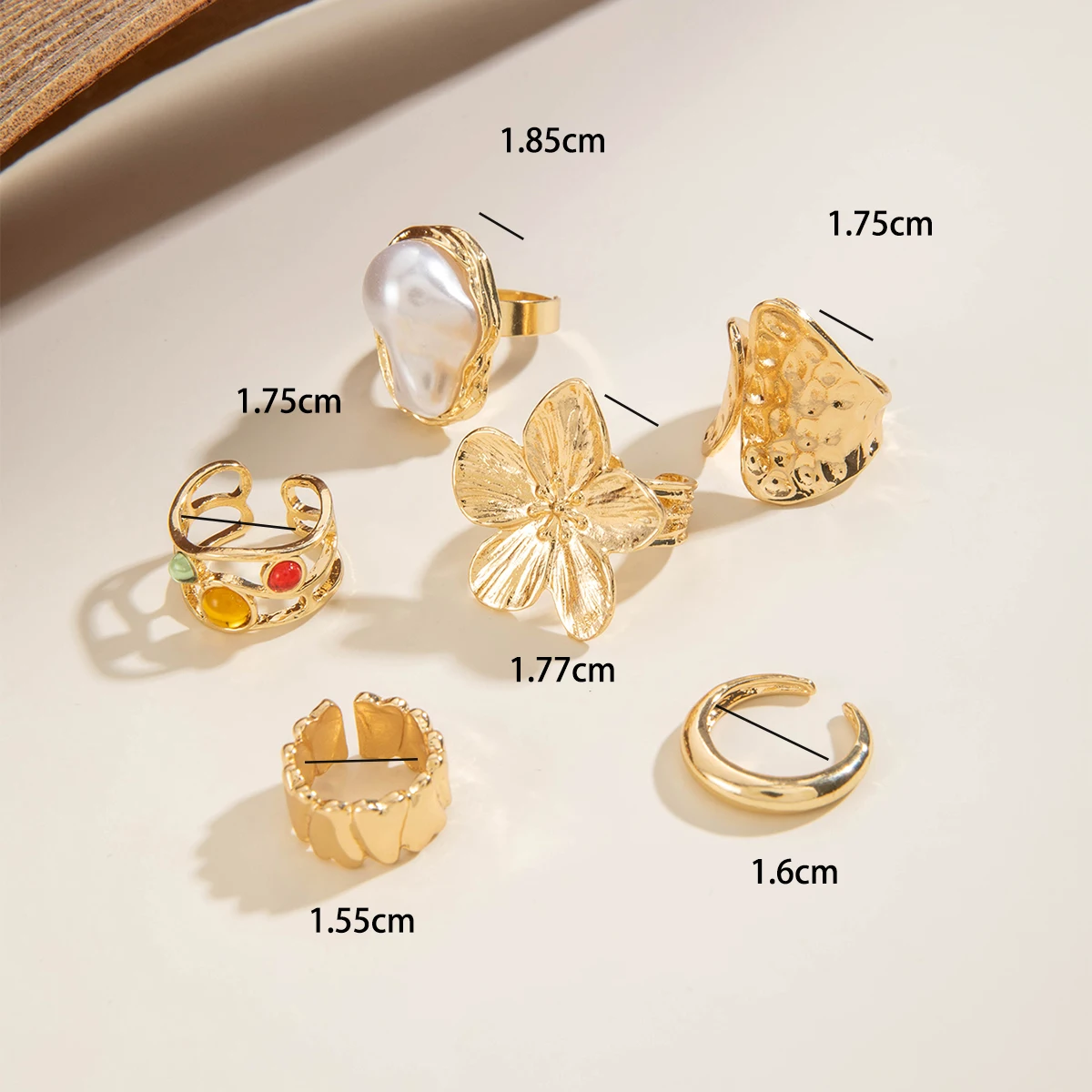 Tocona 2024 New Fashion Luxury Imitation Pearl Open Ring Sets for Women Elegant Gold Color Ring Party Jewelry Accessories - الصورة 4