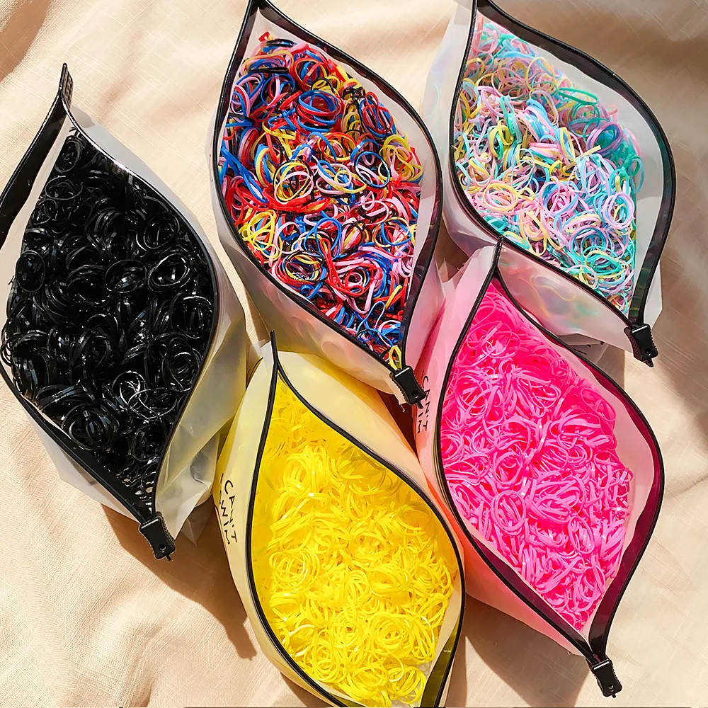 500/1000/2000pcs Girls Colourful Disposable Rubber Band Hair Ties Headband Children Ponytail Holder Bands Kids Hair Accessories - الصورة 33