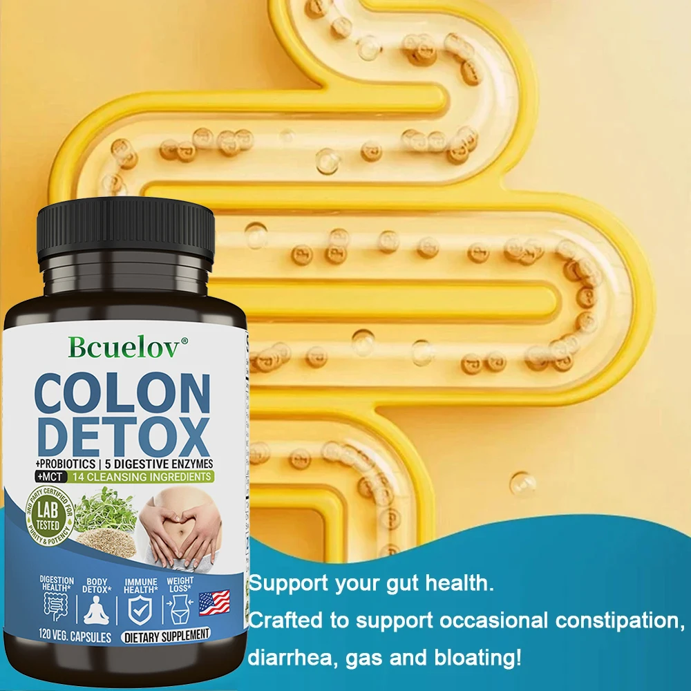 Colon Cleanser Detox Supplement - Bowel Cleansing & Probiotics - Natural Digestion, Constipation & Bowel Relief, Bowel Health - الصورة 2