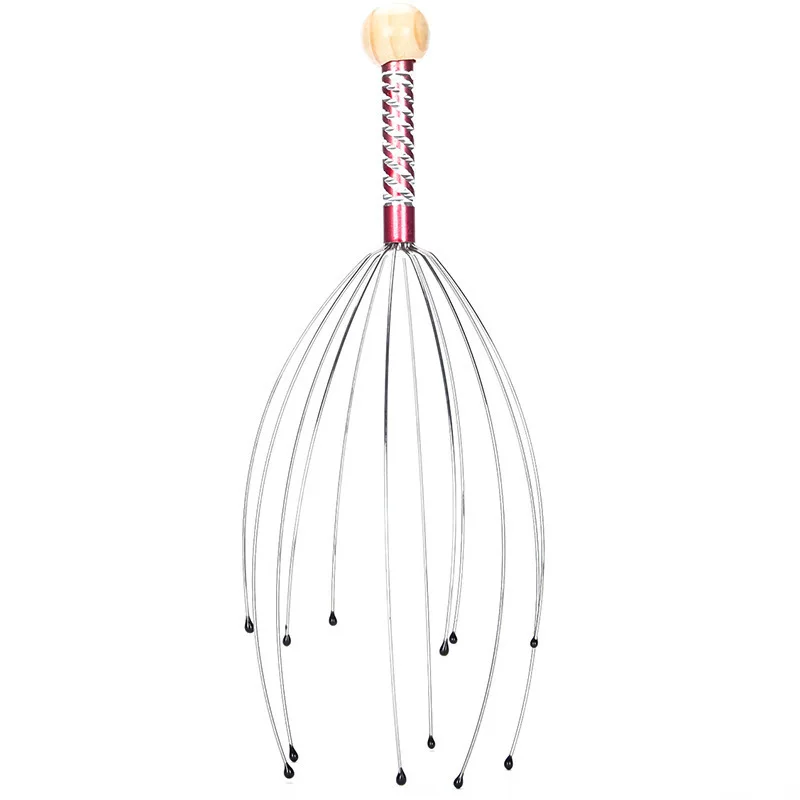 1PC Octopus Head Massager Stainless Steel Engraved Head Relaxer Brain Massage Claw Scalp Scratcher Itch Reliever Random Color - الصورة 9