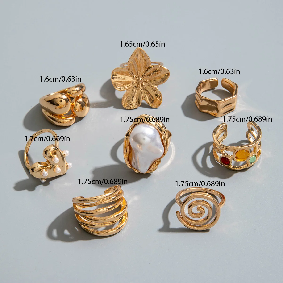 Tocona 2024 New Fashion Luxury Imitation Pearl Open Ring Sets for Women Elegant Gold Color Ring Party Jewelry Accessories - الصورة 31