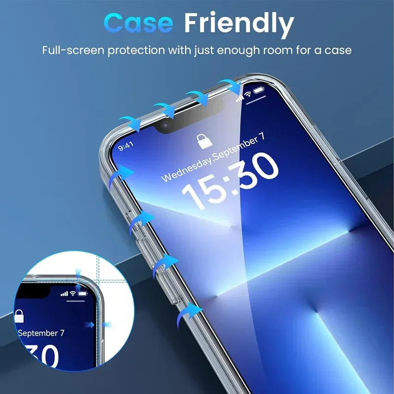 5Pcs Tempered Glass For iPhone 15 13 11 12 14 Pro Max Mini Screen Protector For IPhone 16 17 8 Plus X XR XS MAX Protective Glass - الصورة 5