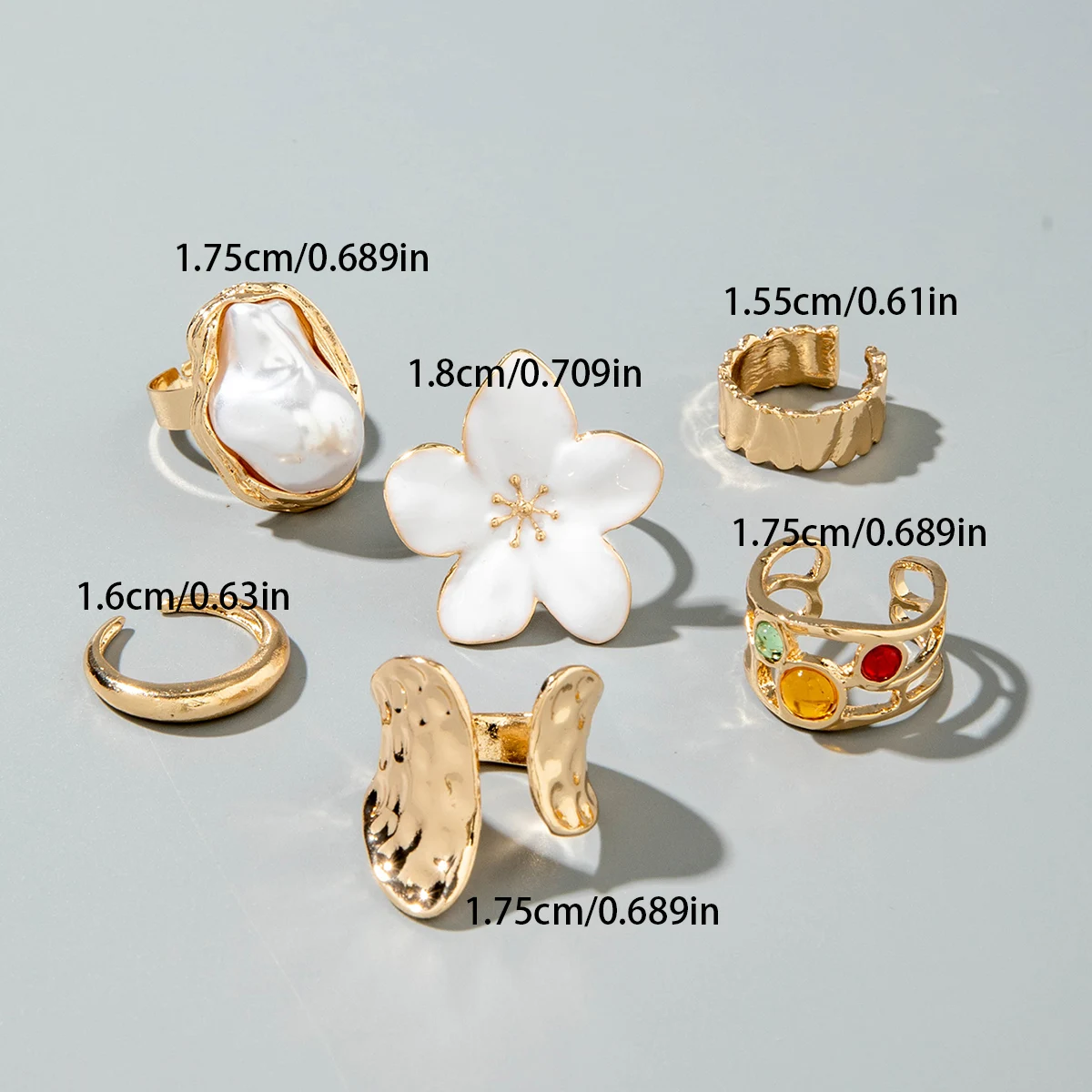 Tocona 2024 New Fashion Luxury Imitation Pearl Open Ring Sets for Women Elegant Gold Color Ring Party Jewelry Accessories - الصورة 38