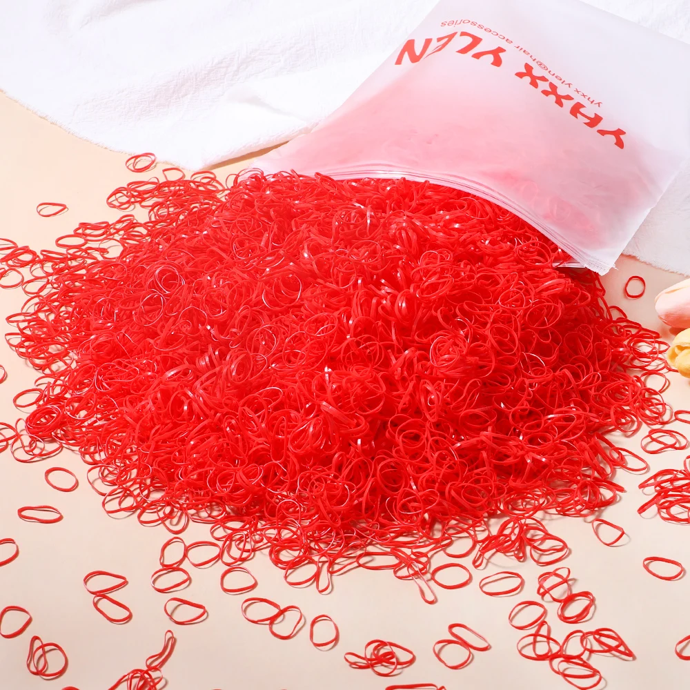 500/1000/2000pcs Girls Colourful Disposable Rubber Band Hair Ties Headband Children Ponytail Holder Bands Kids Hair Accessories - الصورة 19