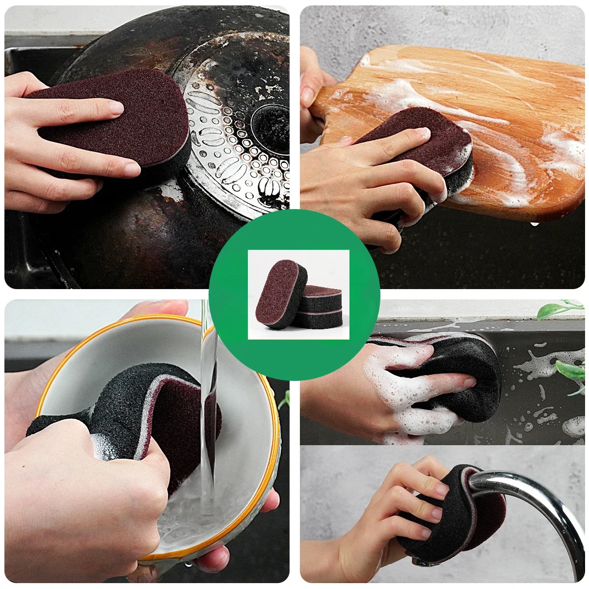 Magic Sponge Power Thicken Double -sided Dishes Cleaning Brushes Kitchen Wipe Rust Brushing Pot Bottom Black Stain Artifact - الصورة 2