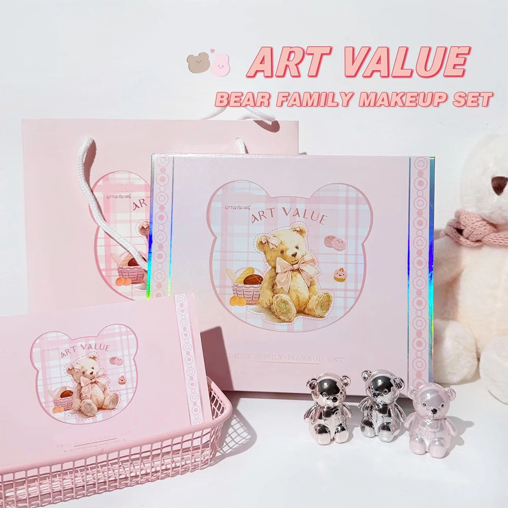 ART VALUE 7PC Makeup Sets Include 3 Colors Matte Lip Mud,1 Pressed Powder,1 Blush,1 Eyes Palette,1 Necklace Beauty Makeup Sets - الصورة 8