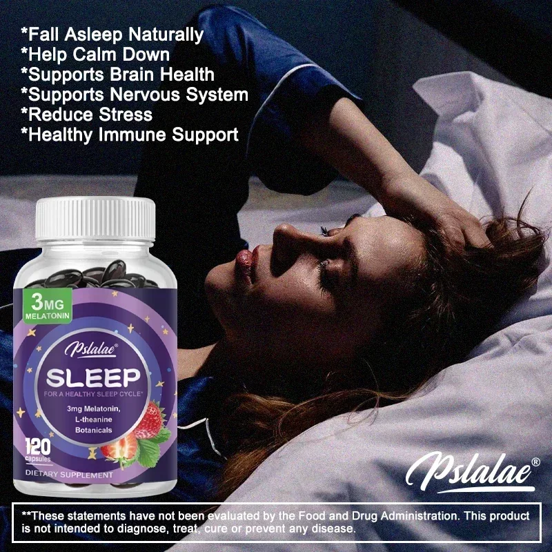 With 3 Mg Melatonin & L-Theanine Capsules, Sleep Support Helps Calm Mind and Body for Better, Longer Sleep 120 CapsulesSupplemen - الصورة 3