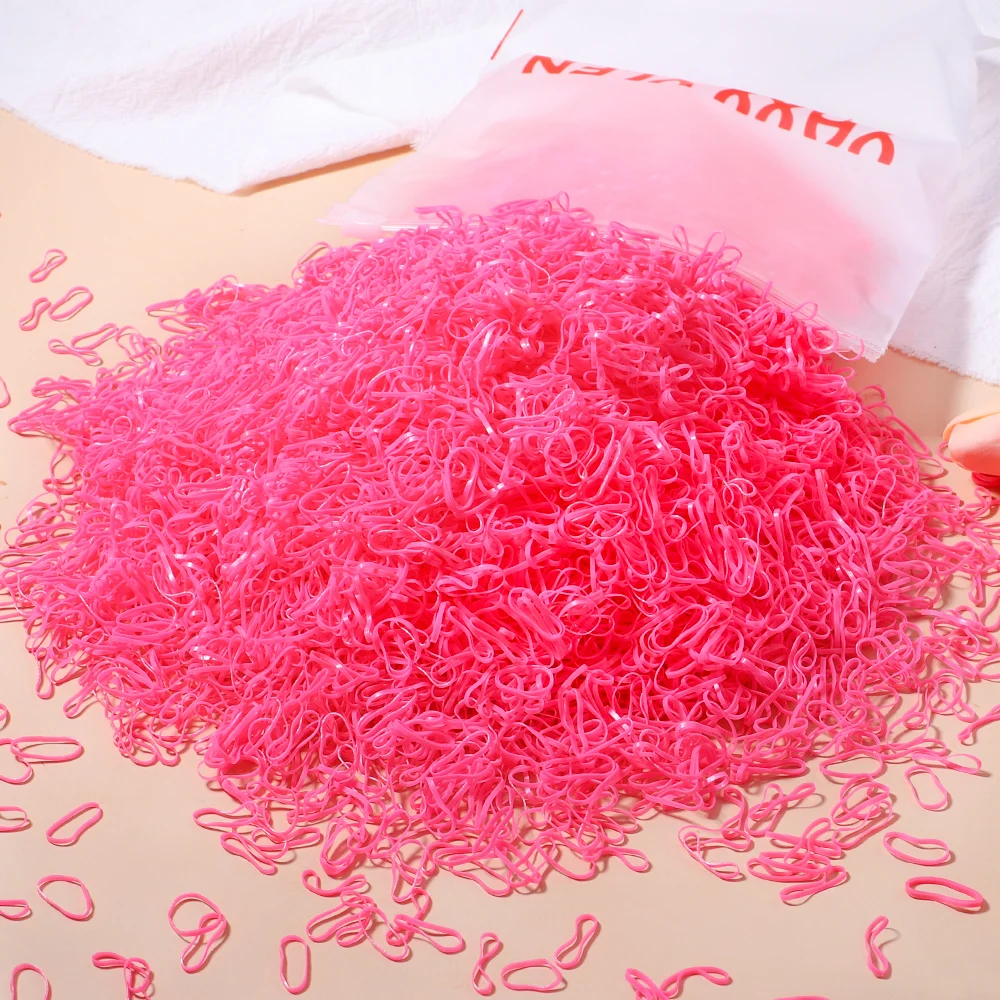 500/1000/2000pcs Girls Colourful Disposable Rubber Band Hair Ties Headband Children Ponytail Holder Bands Kids Hair Accessories - الصورة 20