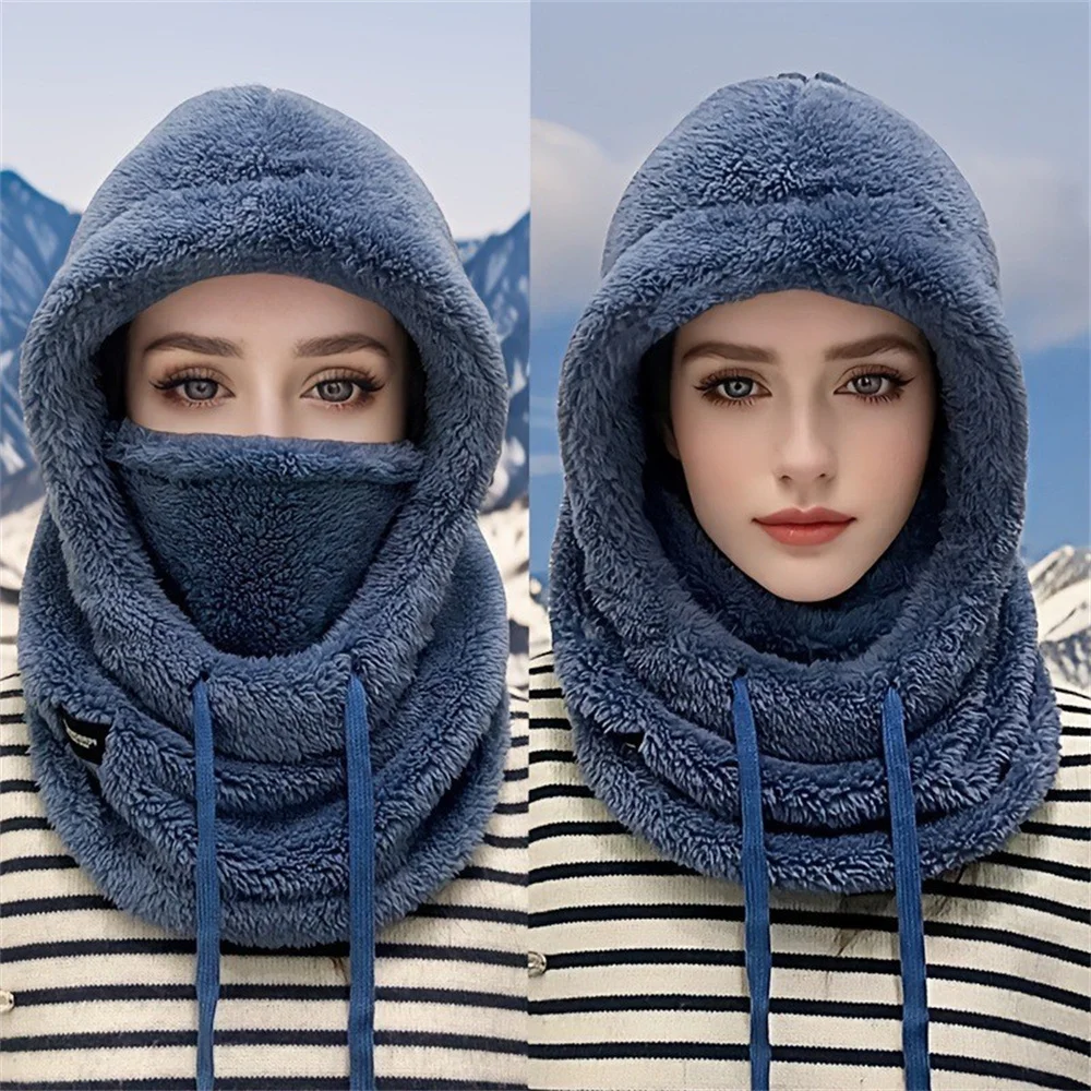 Winter Warm Thermal Windproof Balaclava Ski Hood Motorcycle Face Cover Polar Fleece Adjustable Cycling Neck Cover Full Face Mask - الصورة 11