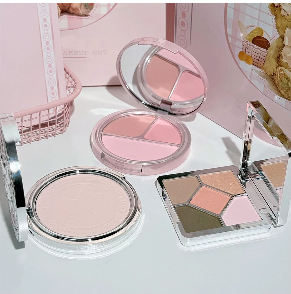 ART VALUE 7PC Makeup Sets Include 3 Colors Matte Lip Mud,1 Pressed Powder,1 Blush,1 Eyes Palette,1 Necklace Beauty Makeup Sets - الصورة 29