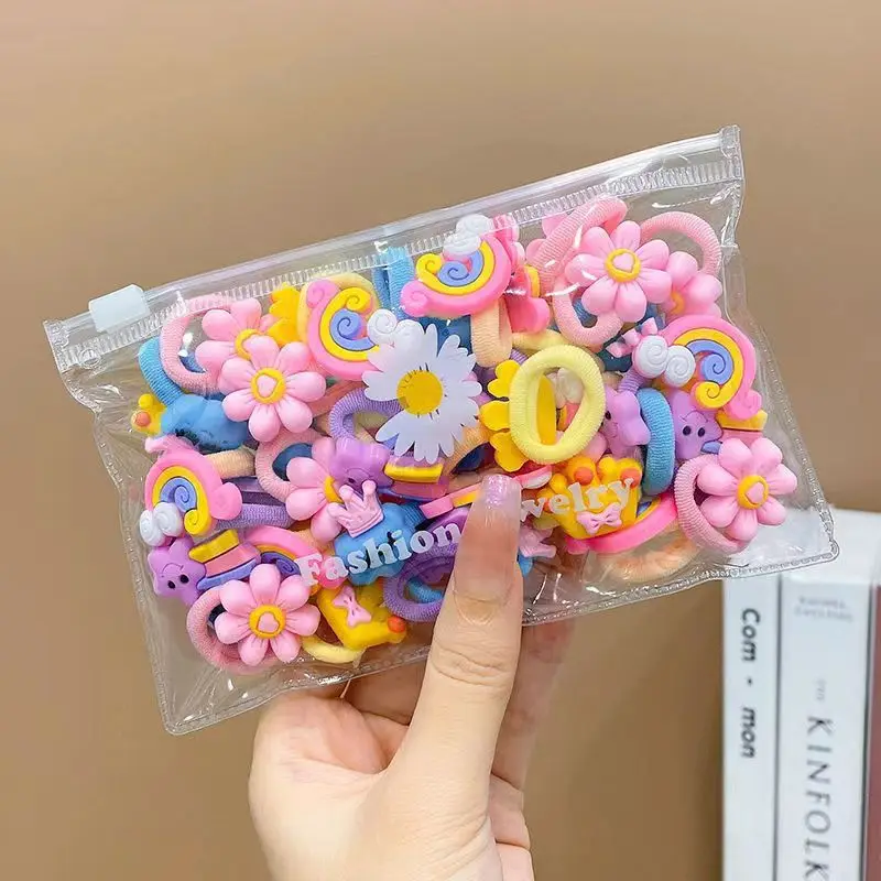 10/20Pcs/Set Cute Cartoon Rubber Elastic Hair Bands Girls Not Hurt Hair Small Scrunchie Kids Sweet Hair Ties Hair Accessories - الصورة 14