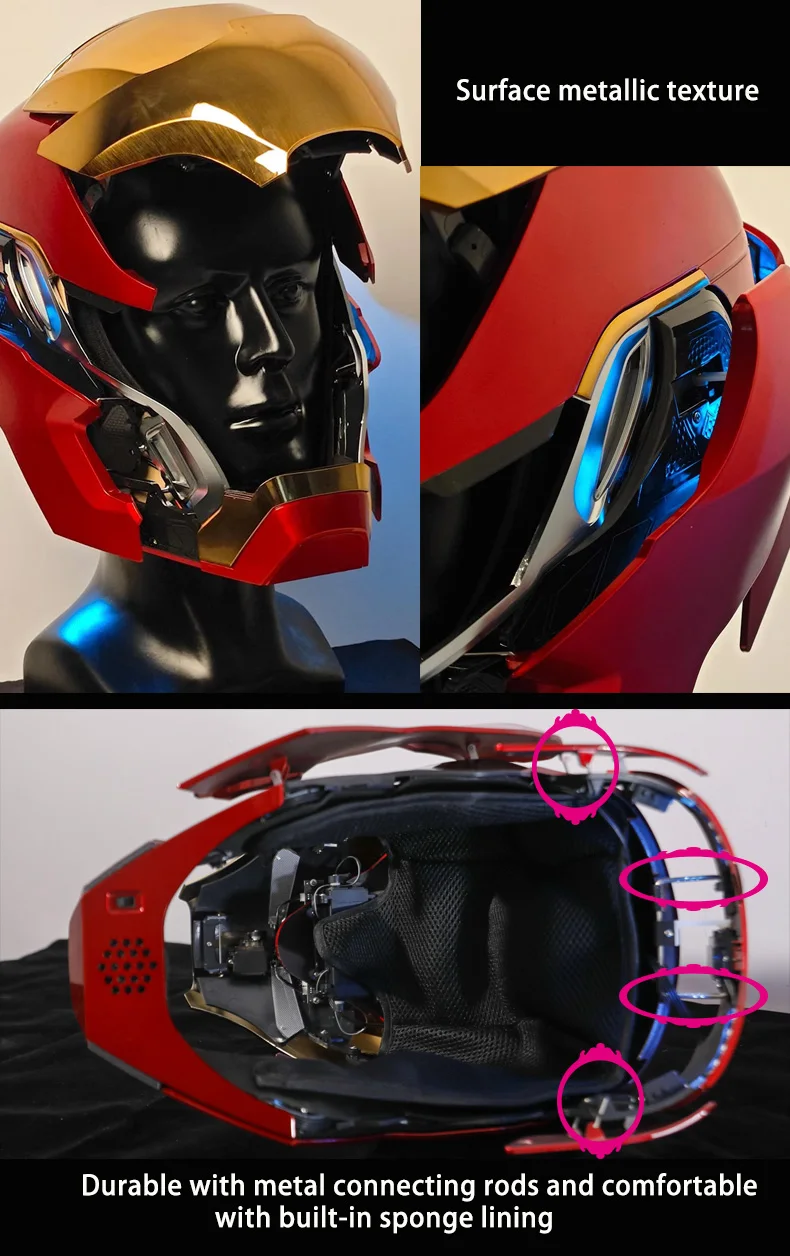 2024 New Mechahead 1:1 Iron Man Mk50 helmet Voice-activated Deformation Wearable Helmet Around Marvel Animation Toy - الصورة 17