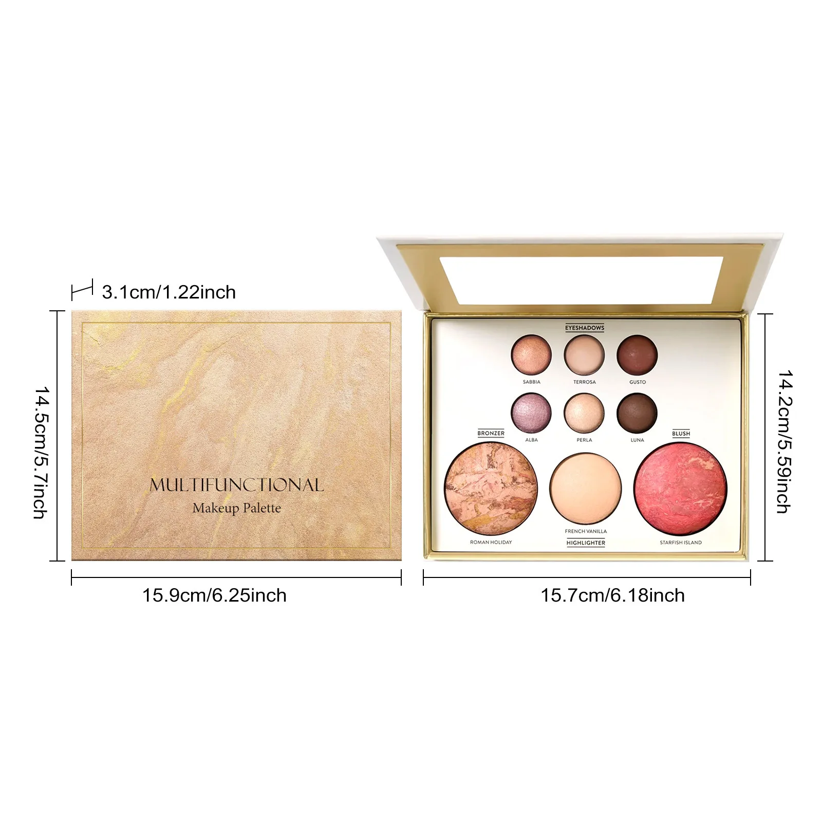 Makeup Set Multiple Functions Easy Carry Eyes Shadow Powder Blusher Highlight Brightening Sleeping Silkworm Facial Makeup Board - الصورة 4