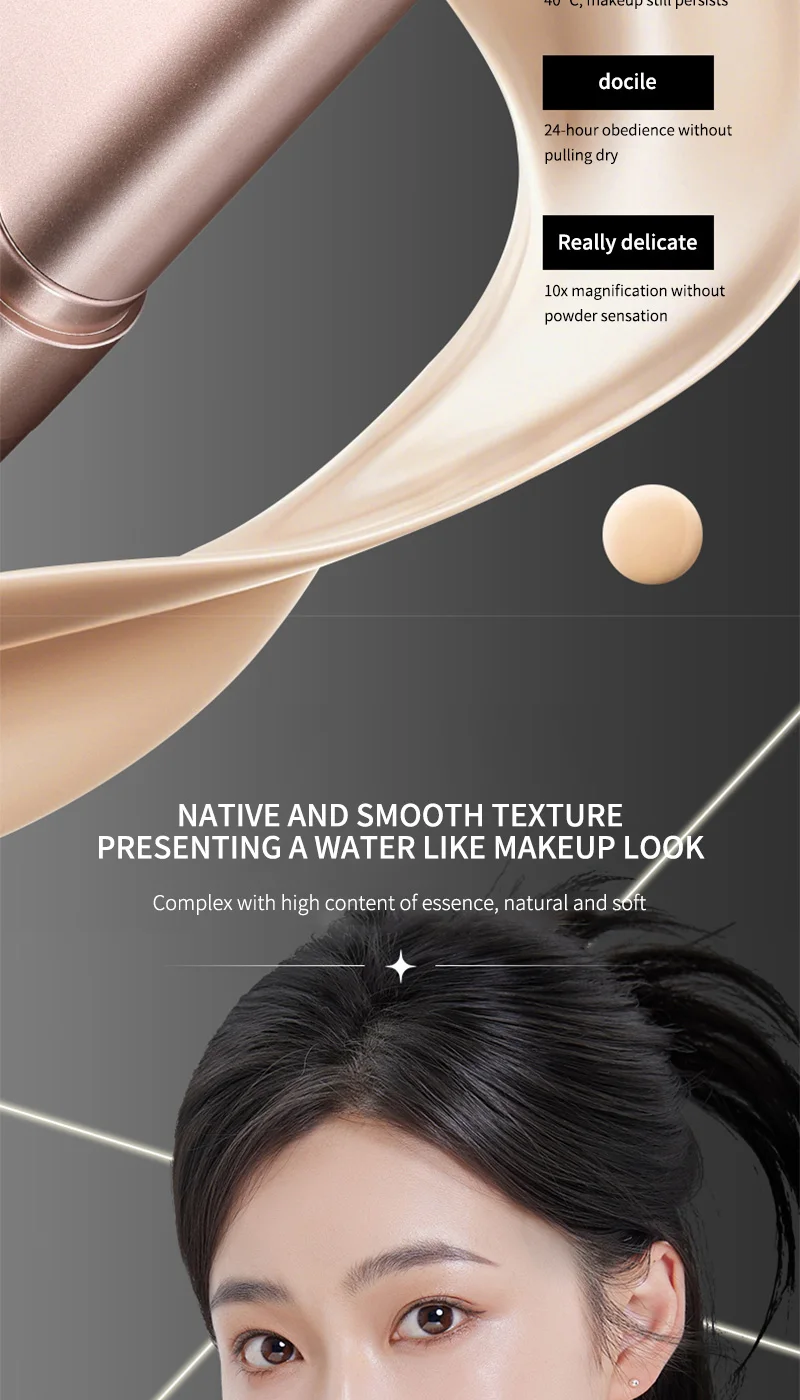 Light and Moist Hydrating Foundation, Natural-Looking, Moisturizing, Shiny, Thin and Lightweight, Double-Headed Makeup Foundation That Rotates for Easy Use, with Its Own Brush, Waterproof, Easy to Apply Makeup, and Easy for Beginners to Use. - الصورة 11